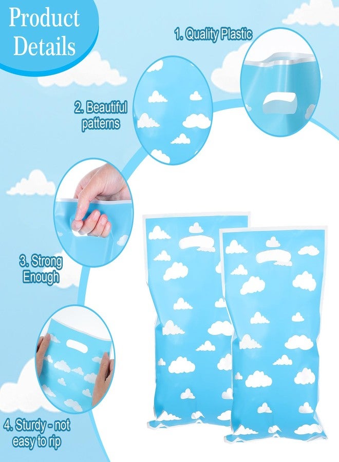 Aysatogc 50 Pcs Blue Cloud Gift Bags, Story Themed Goodie Bags with Handles Blue Sky White Clouds Gift Bag Party Favor Decorations for Boys Girls Kids Baby Shower Birthday Party Supplies - Image 3